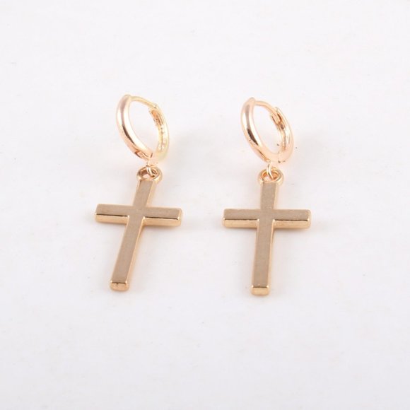 Jewelry - Fashion Gold Glossy Cross Earrings